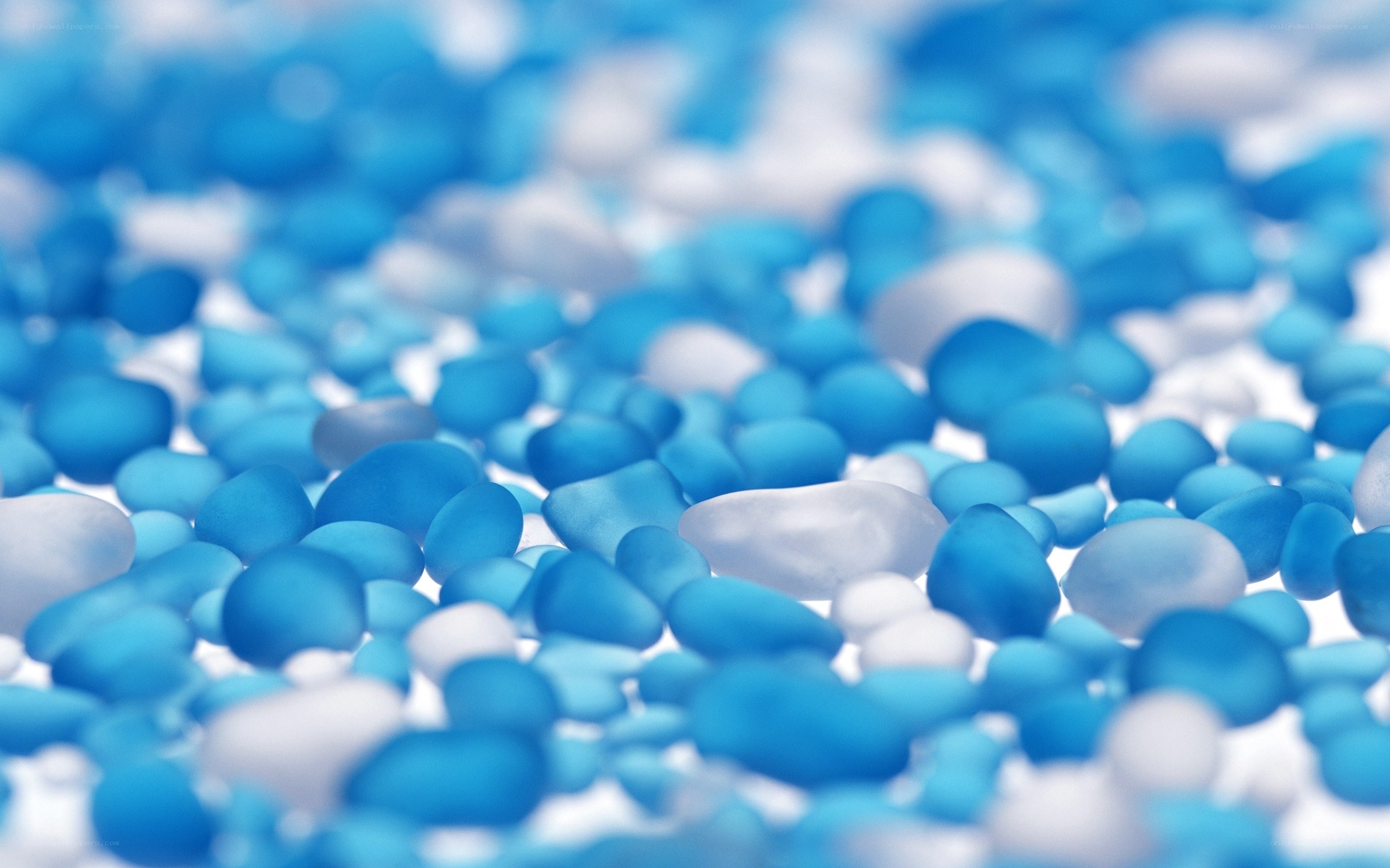 blue and white pebbles