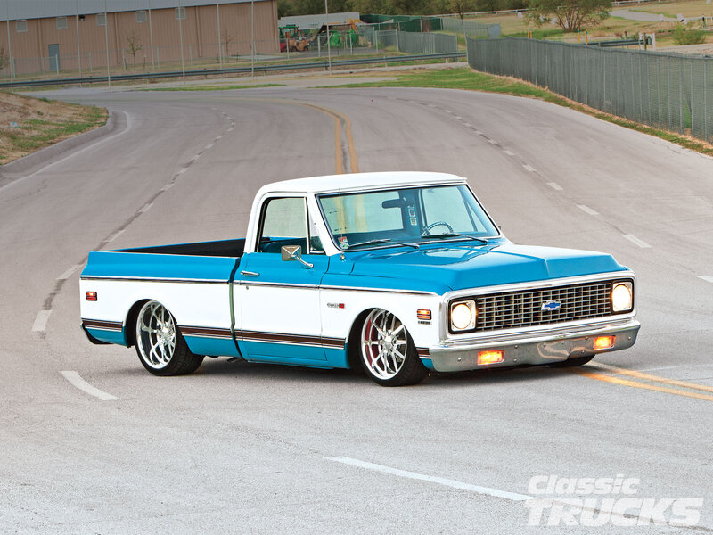 Blue and White Pickup Truck — Calm, Afternoon, Photograph