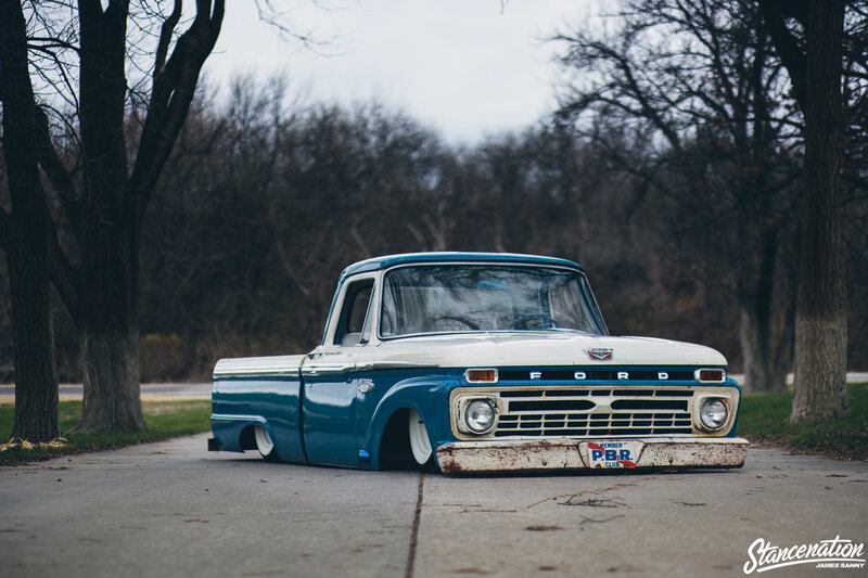 Blue and White Pickup Truck — Calm, Autumn