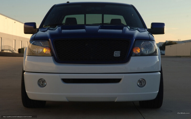 Blue and White Pickup Truck — Dramatic, Sunset, Photograph