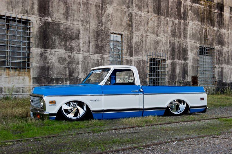Blue and White Pickup Truck — Industrial
