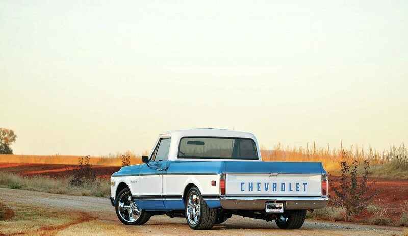 Blue and White Pickup Truck — Serene, Sunset