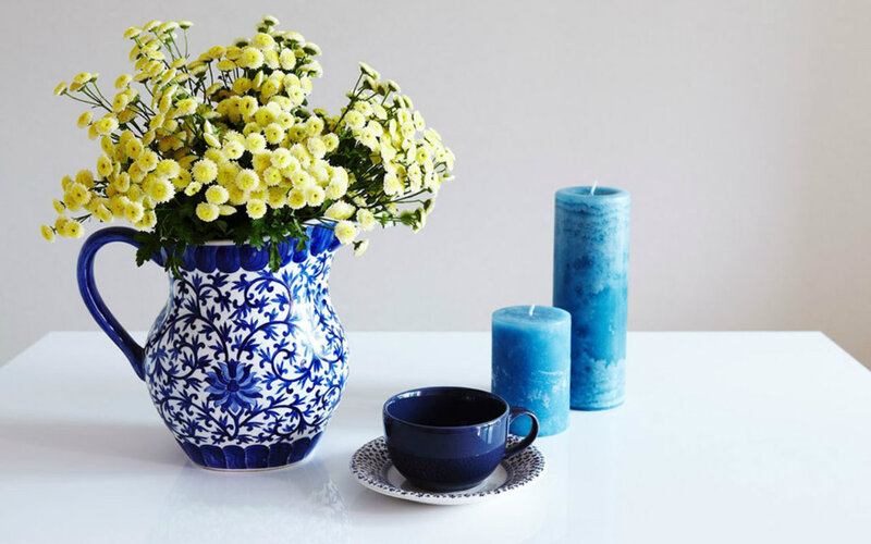 Blue and White Pitcher