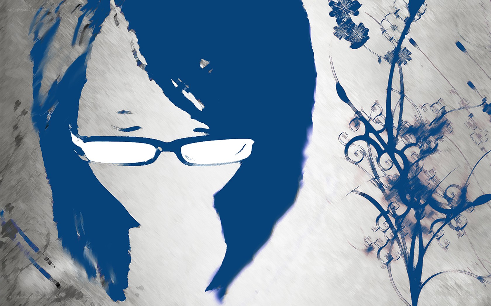 blue and white portrait art