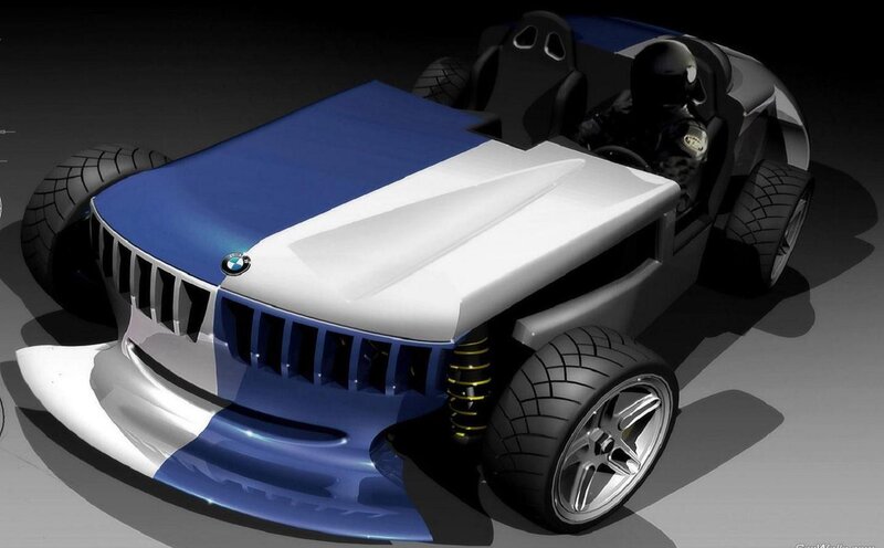 Blue and White Race Car — Dramatic