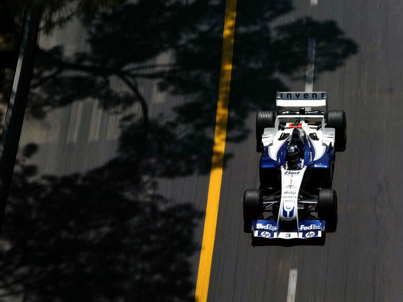 Blue and White Race Car — Dynamic, Afternoon, Photograph, Race Car