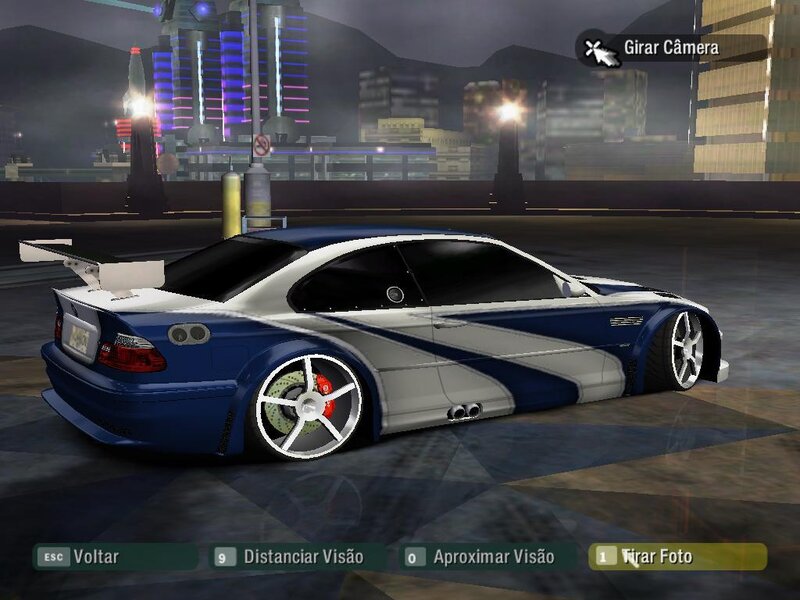 Blue and white race car in game
