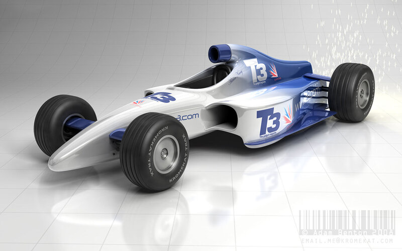 Blue and White Race Car — Neutral, 3d Render