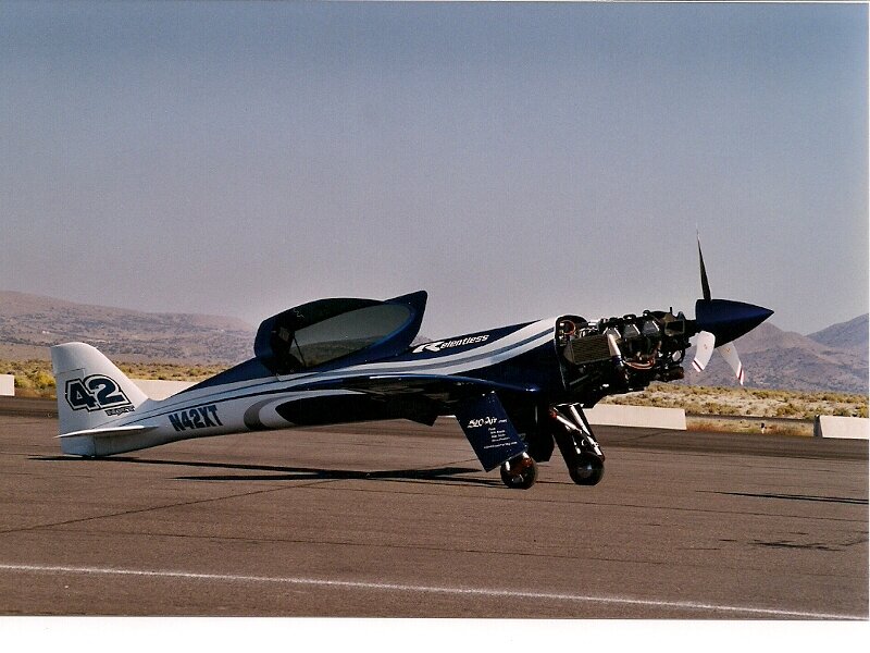 Blue and White Racing Plane