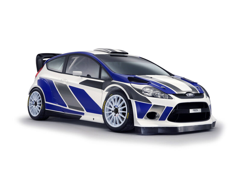 Blue and White Rally Car