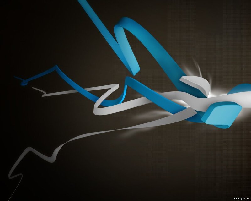 Blue and white ribbon abstract