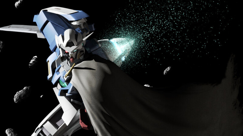 Blue and White Robot — Dramatic, Night, 3d Render