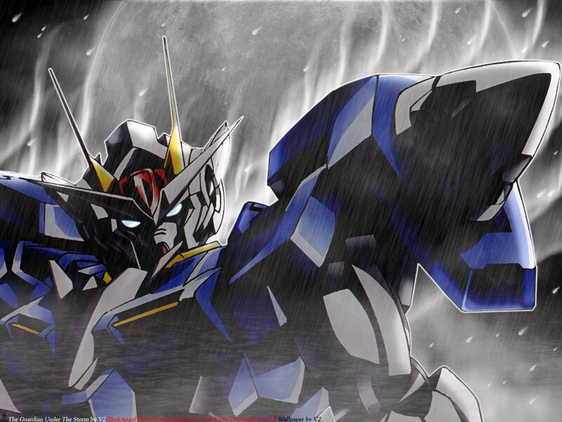 Blue and White Robot — Dramatic, Night, Anime, Rain