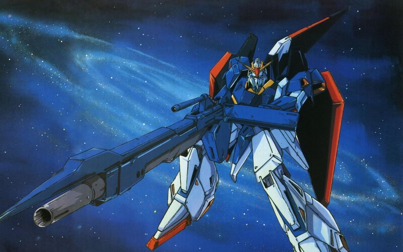 Blue and White Robot — Dramatic, Night, Anime, Space, Gun