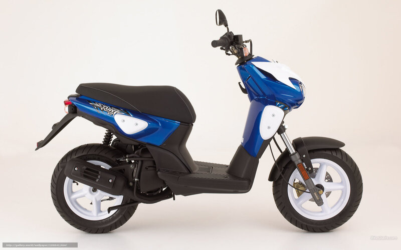 Blue and white scooter