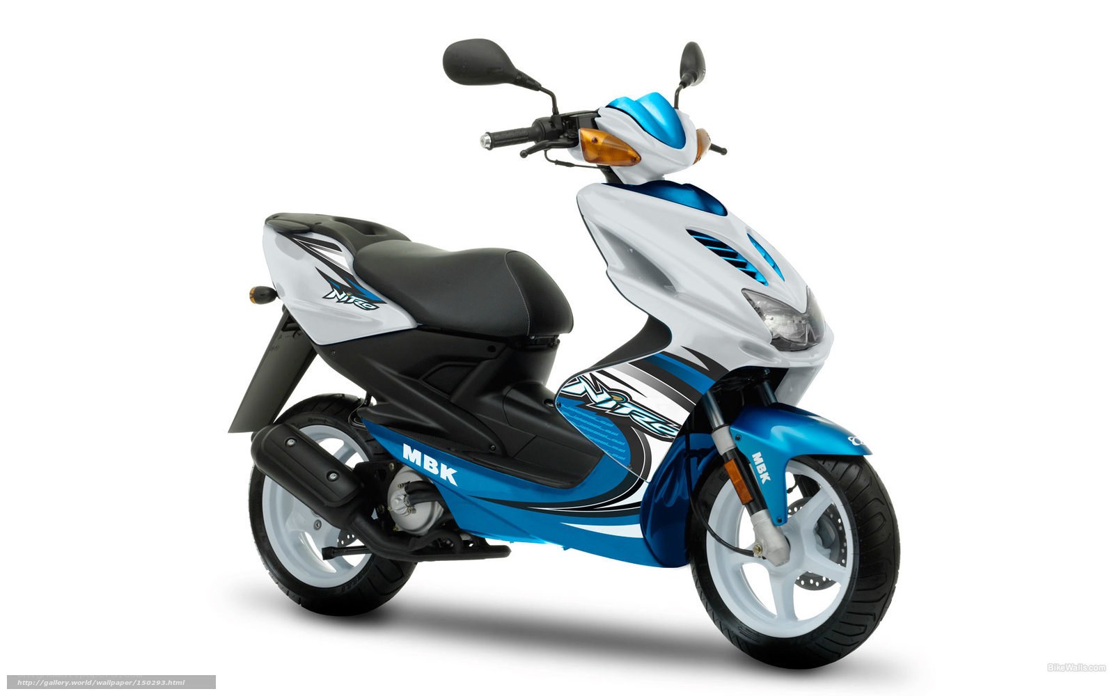 Blue and white scooter