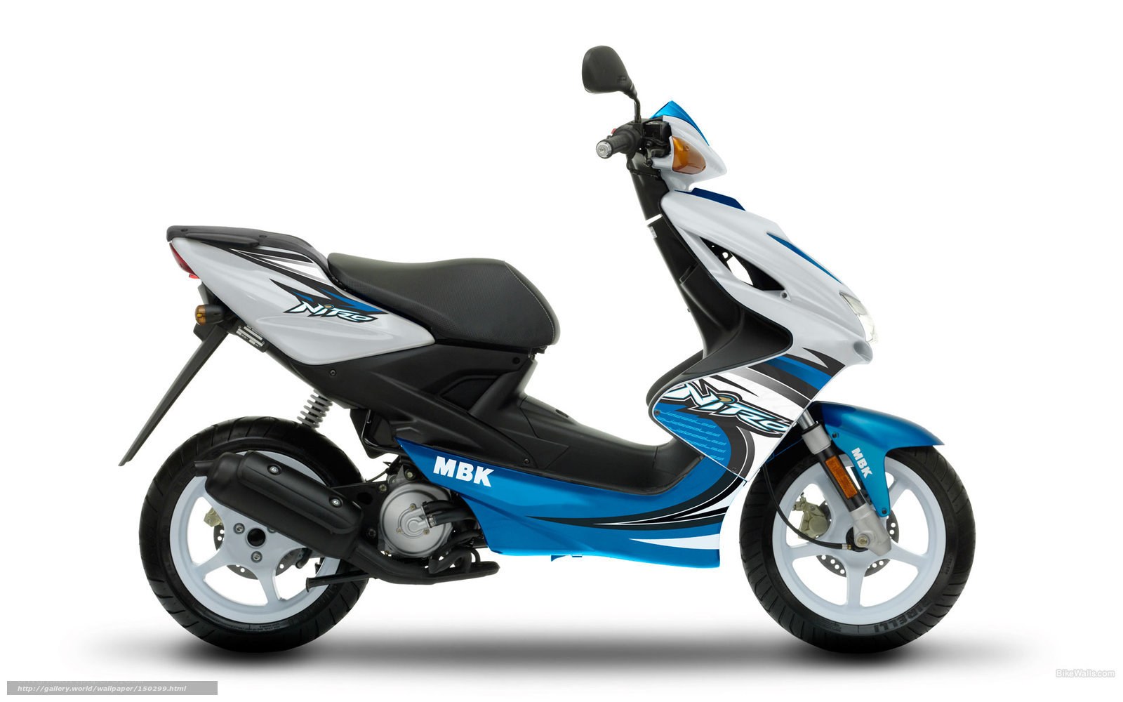 Blue and white scooter