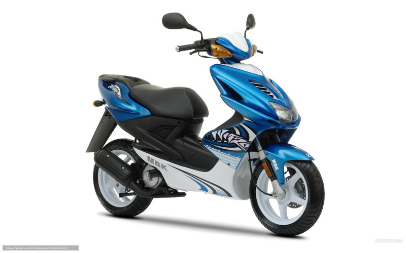 blue and white scooter