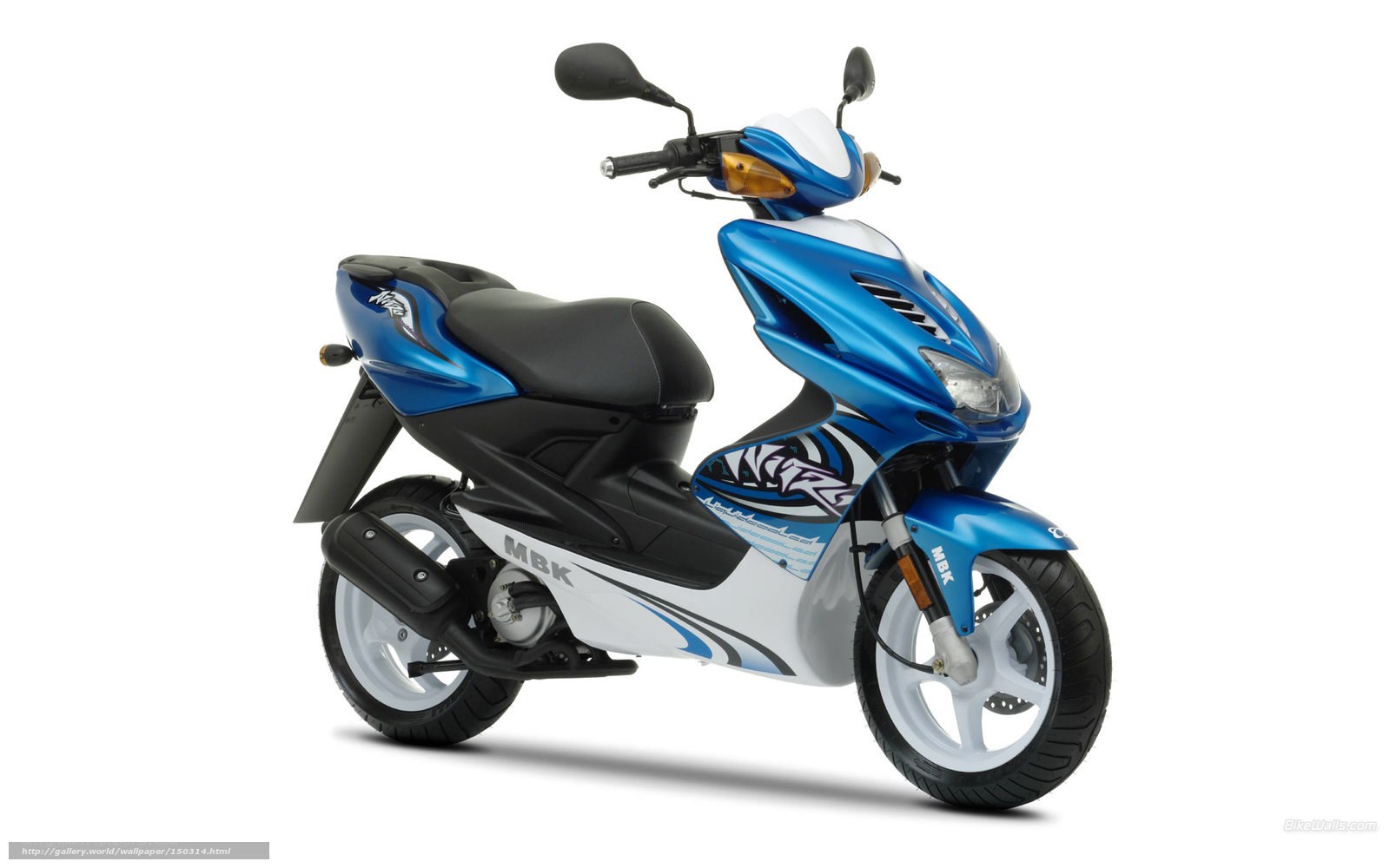 blue and white scooter
