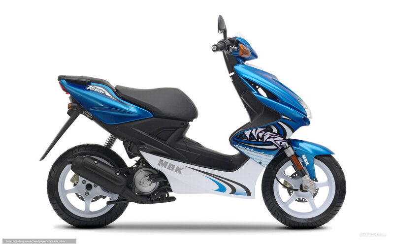 blue and white scooter