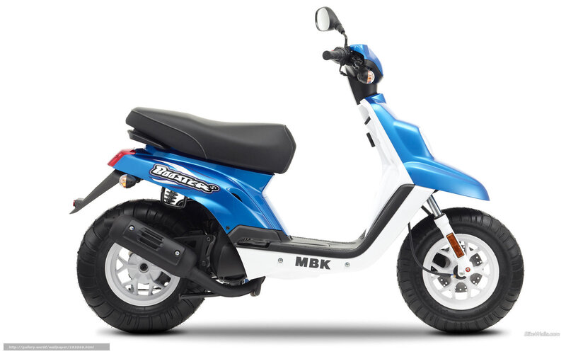 Blue and white scooter