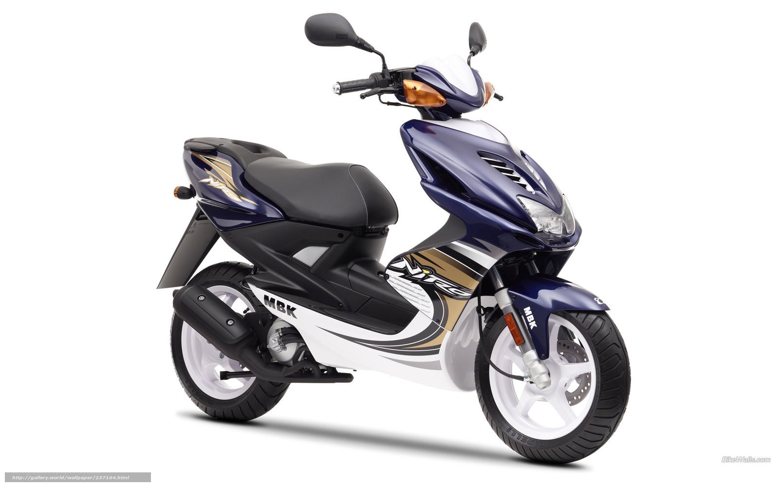 Blue and white scooter