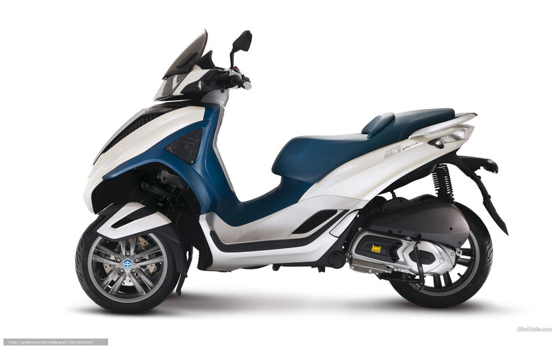 blue and white scooter
