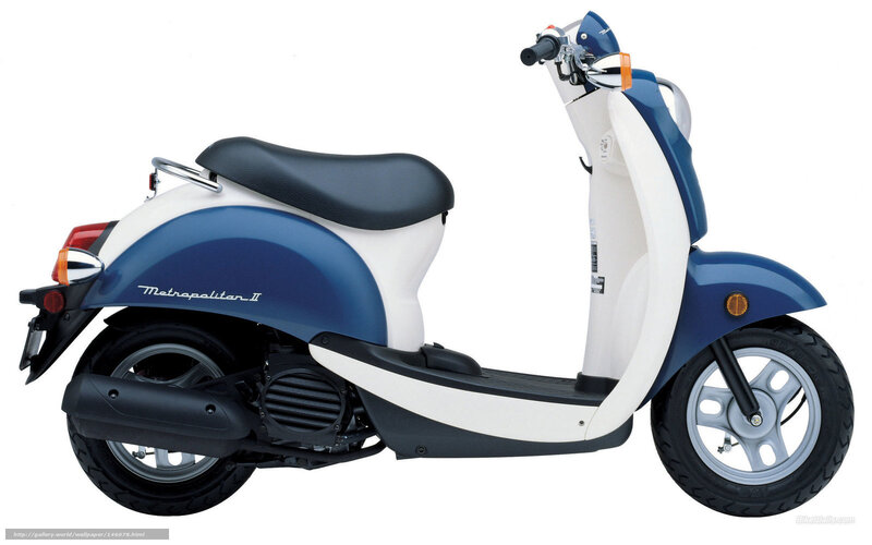 Blue and white scooter
