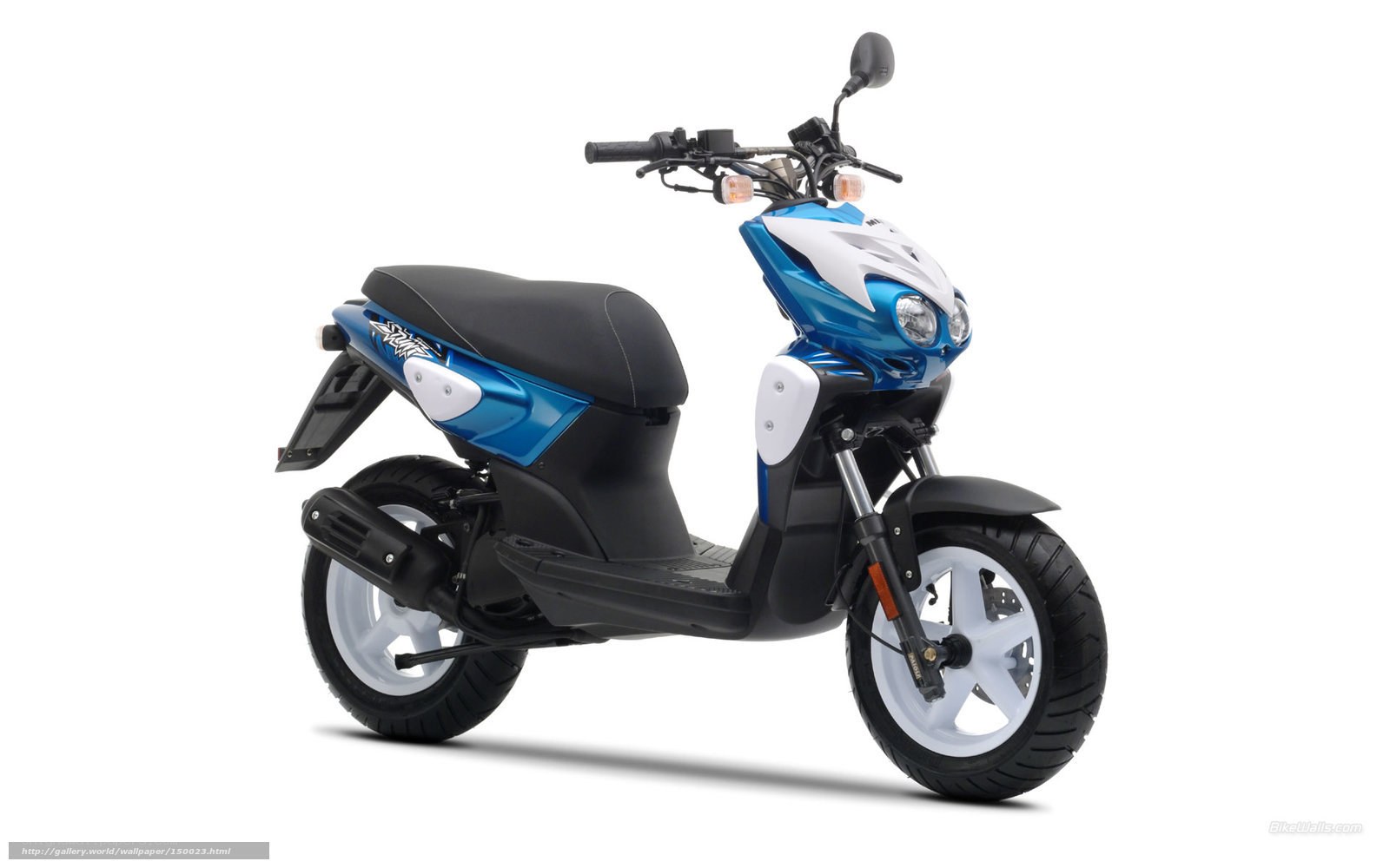 blue and white scooter