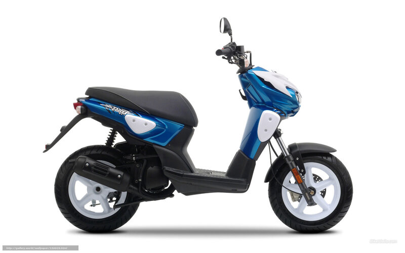 blue and white scooter