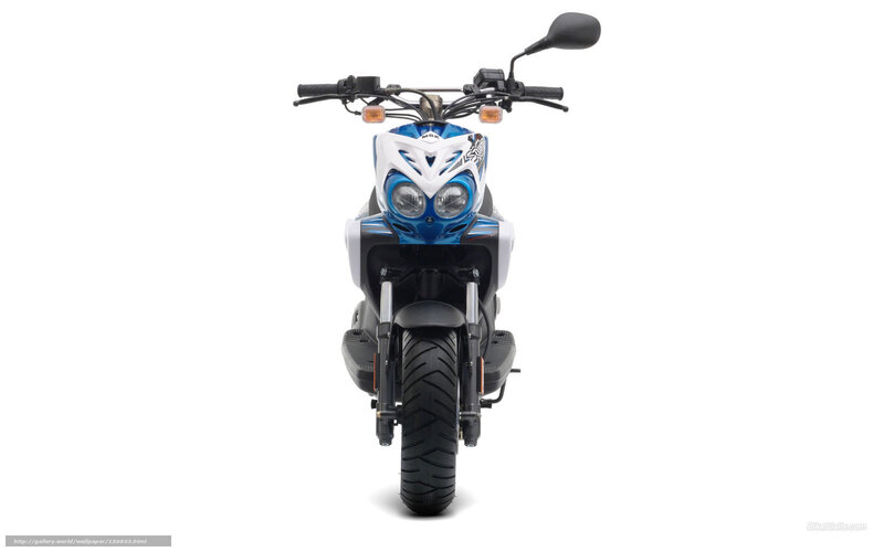 Blue and White Scooter — Neutral, Photograph, Handlebars
