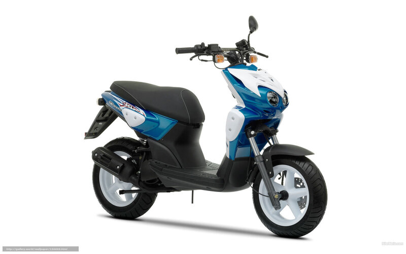 Blue and White Scooter — Neutral, Photograph, Seat, Handlebars, Headlight
