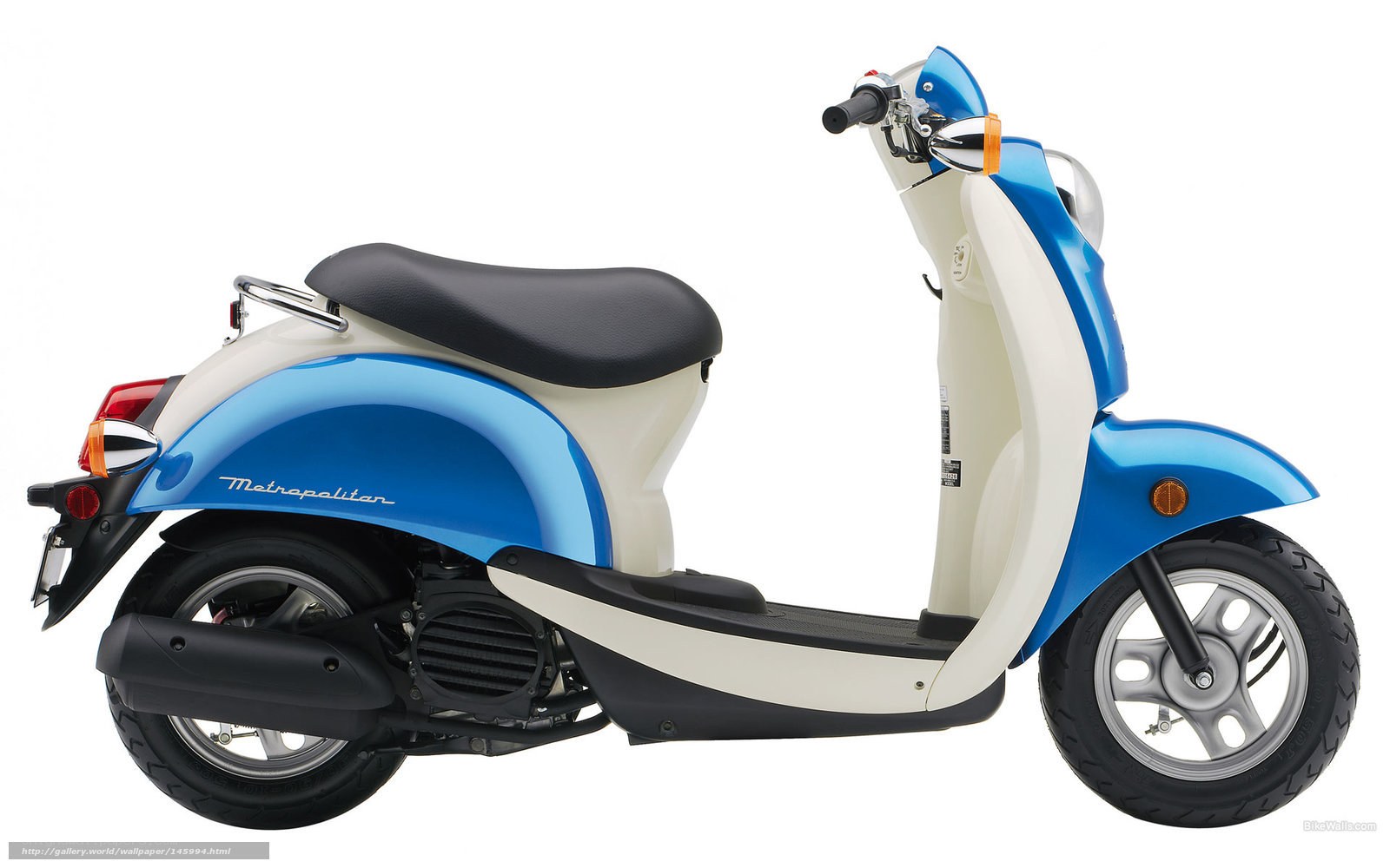 Blue and white scooter