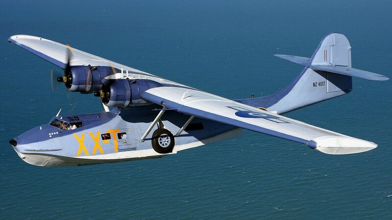 Blue and White Seaplane — Calm, Afternoon