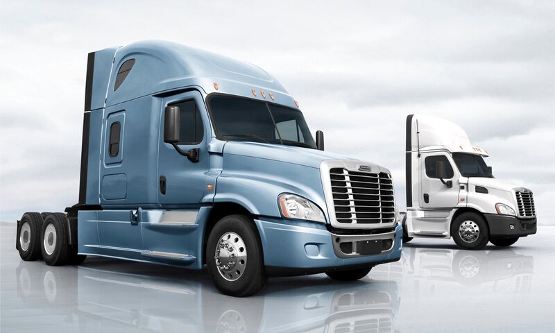 Blue and White Semi-trucks