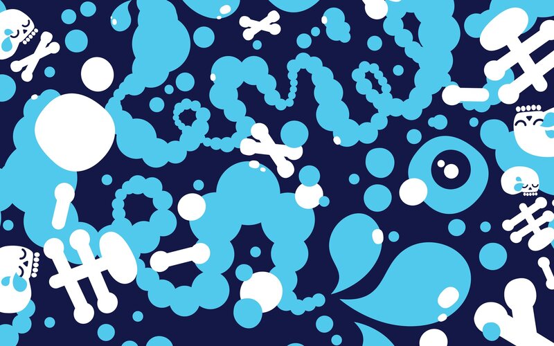 blue and white skull pattern