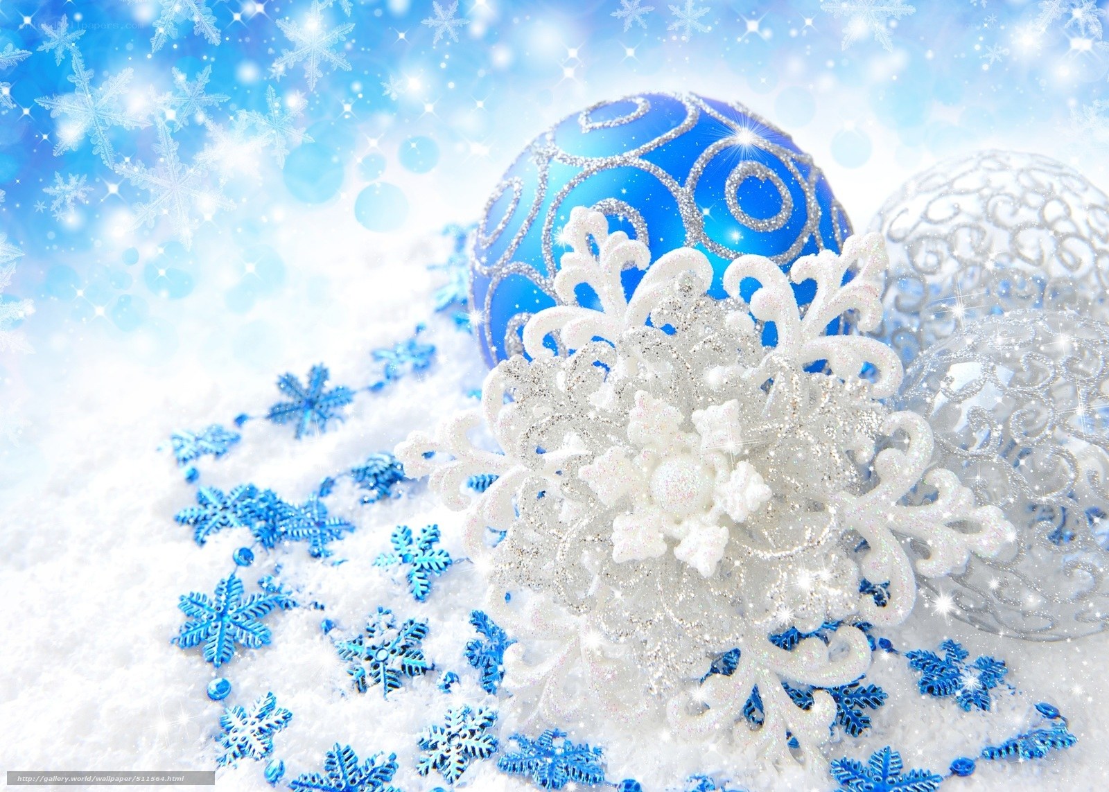 blue and white snowflake ornaments