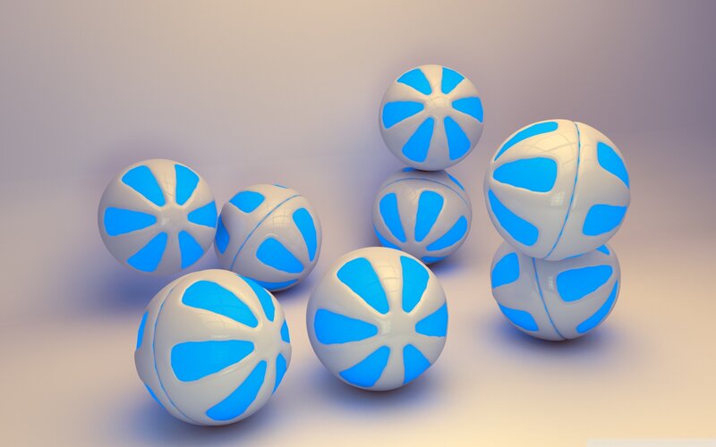 Blue and White Spheres — Neutral, 3d Render