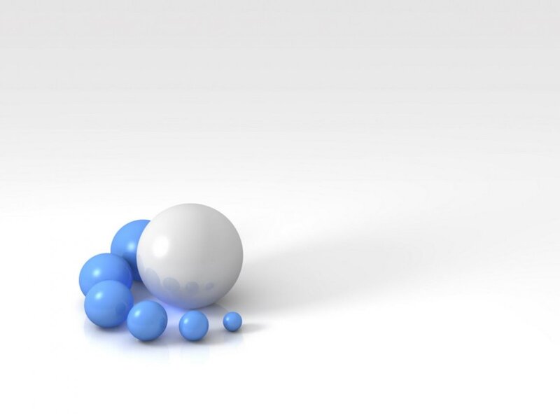 blue and white spheres on white