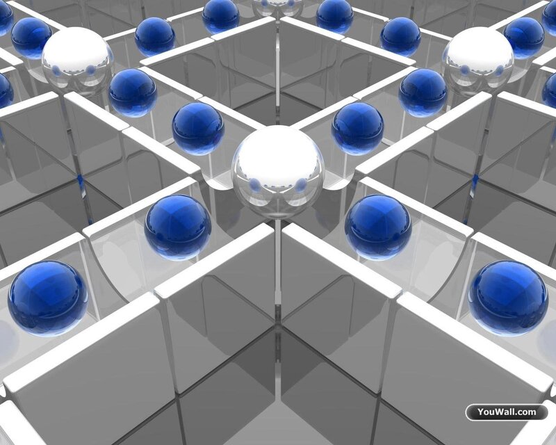 Blue and White Spheres