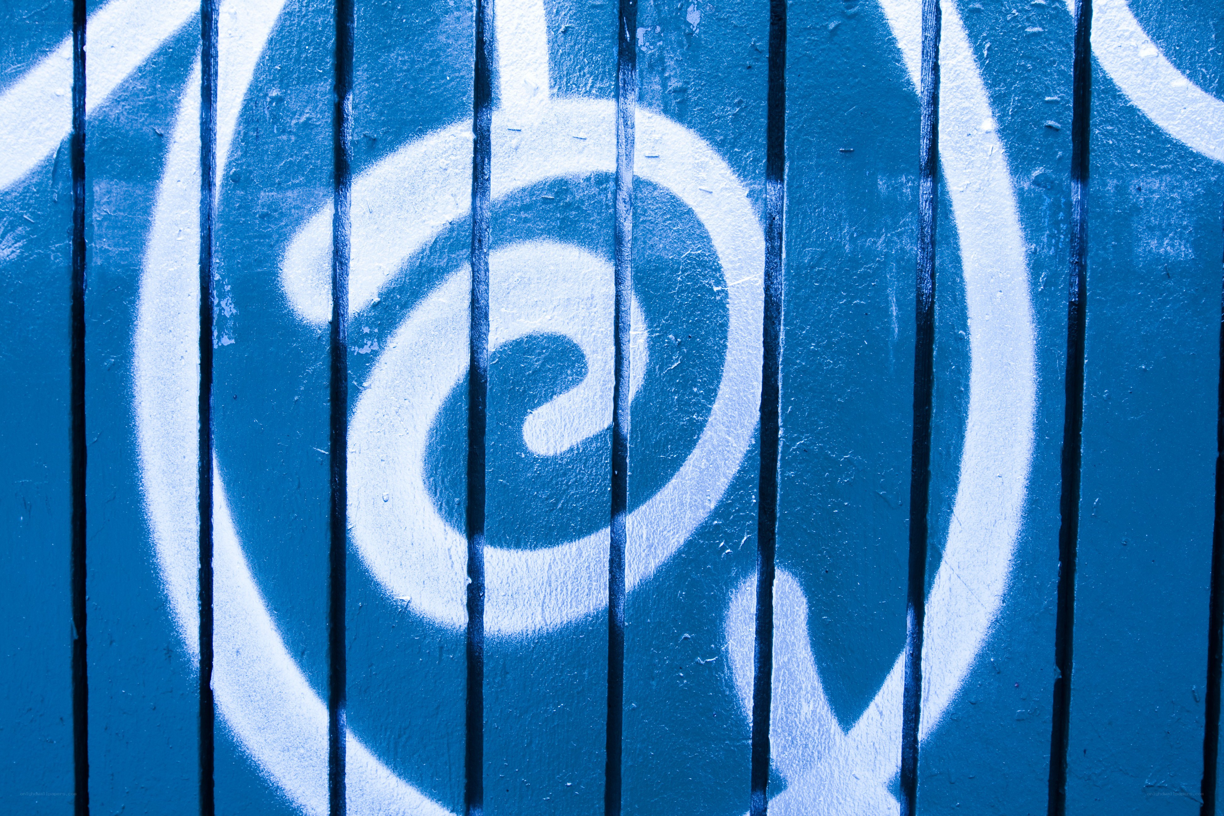 blue and white spiral graffiti