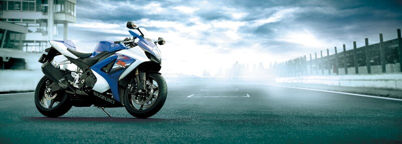 Blue and white sport motorcycle
