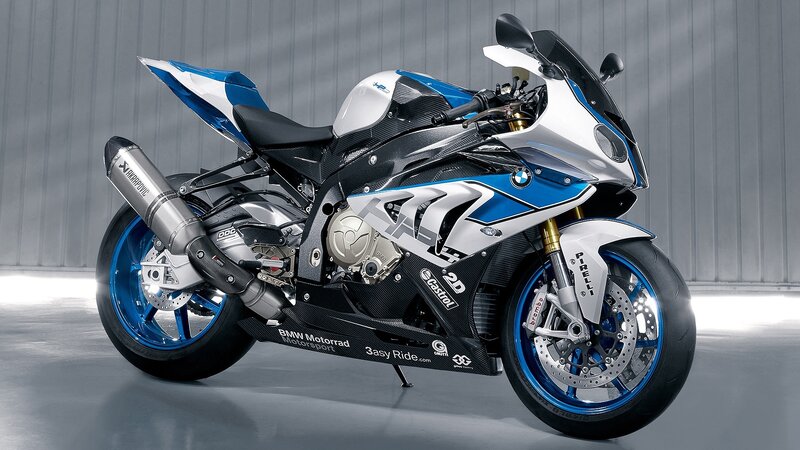 Blue and White Sport Motorcycle — Dramatic, Photograph, Exhaust Pipe, Carbon Fiber Bodywork