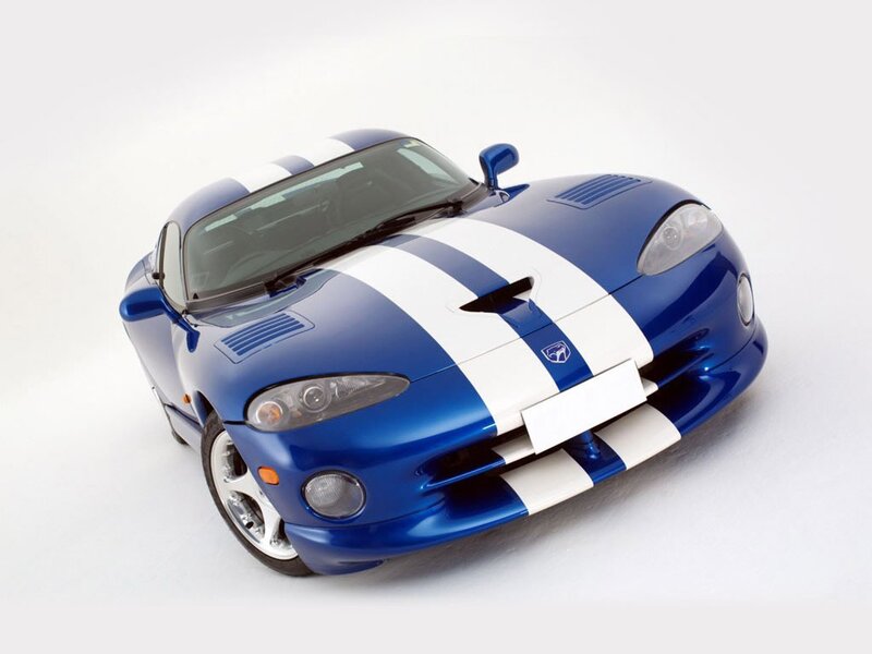 Blue and white sports car