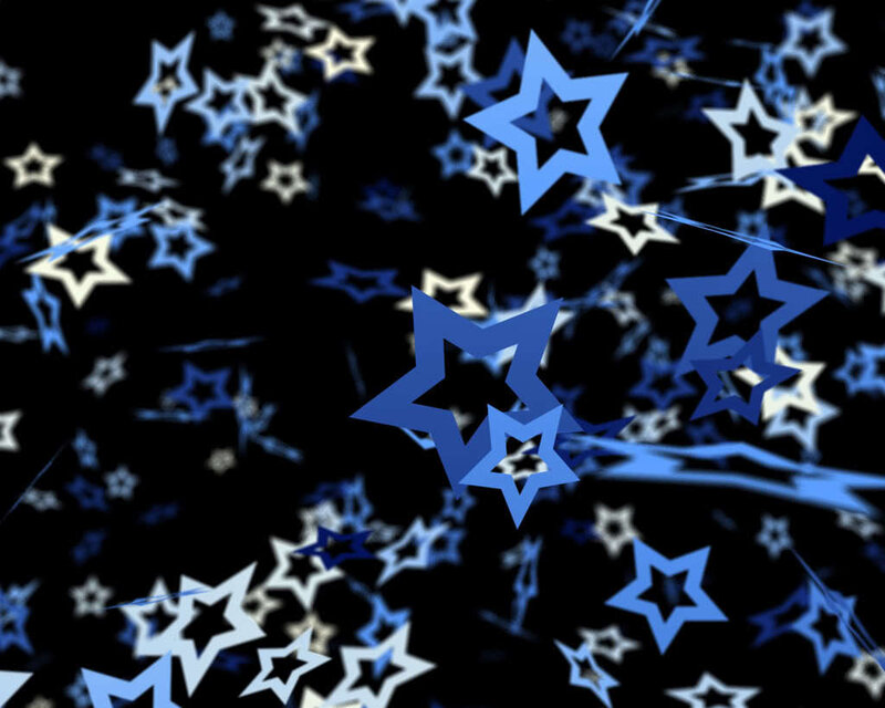 blue and white stars on black