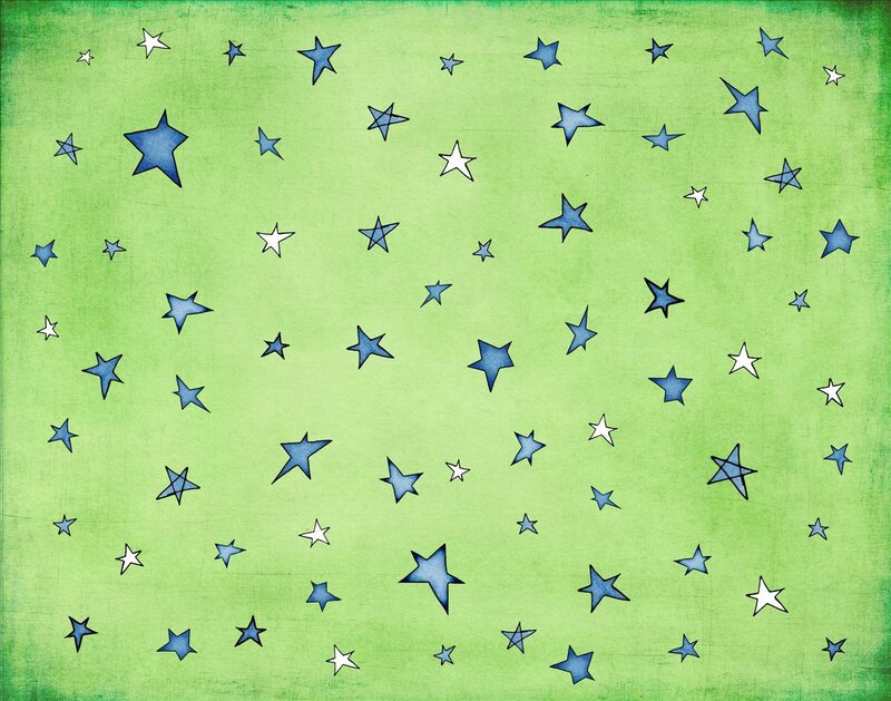 blue and white stars on green