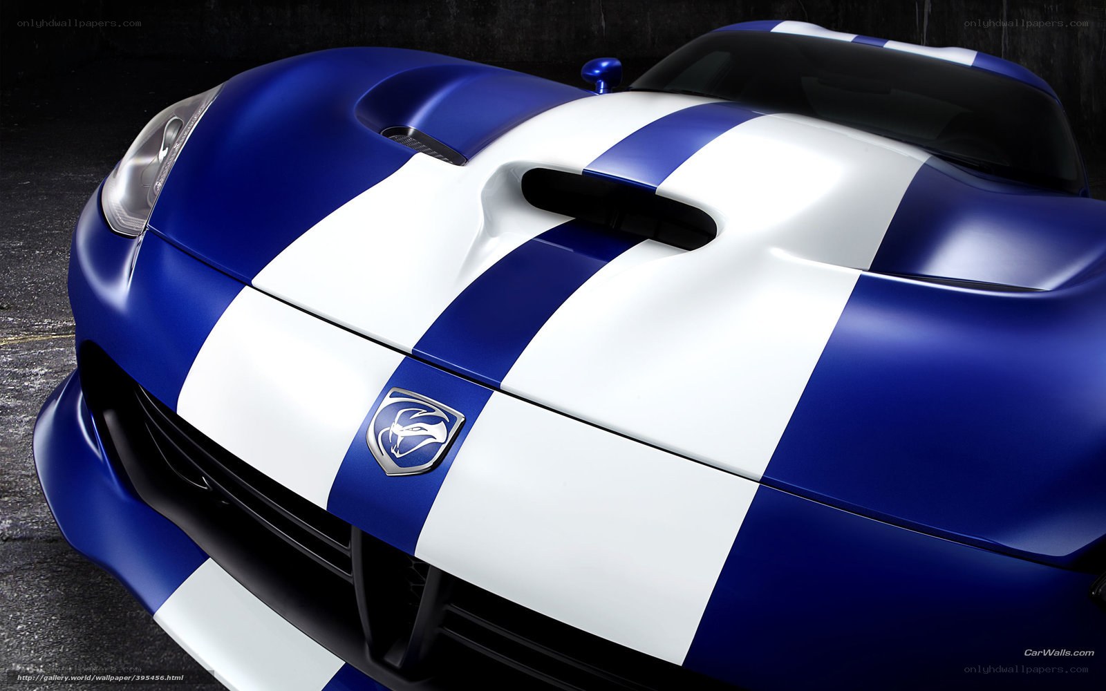 Blue and white striped sports car