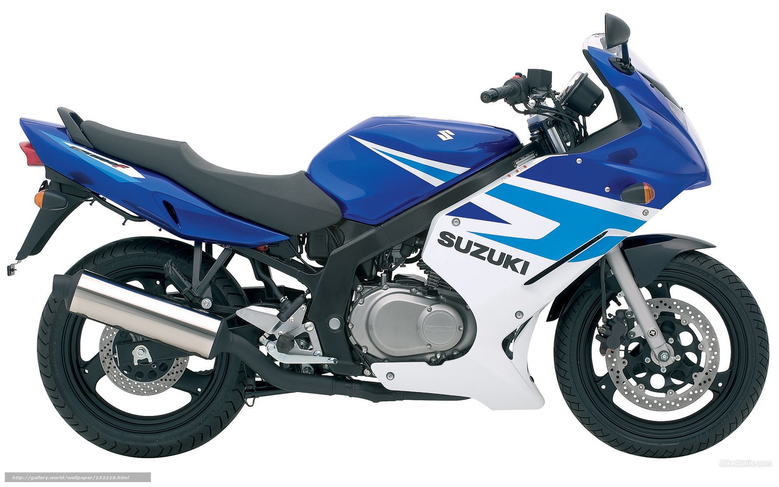 blue and white suzuki motorcycle
