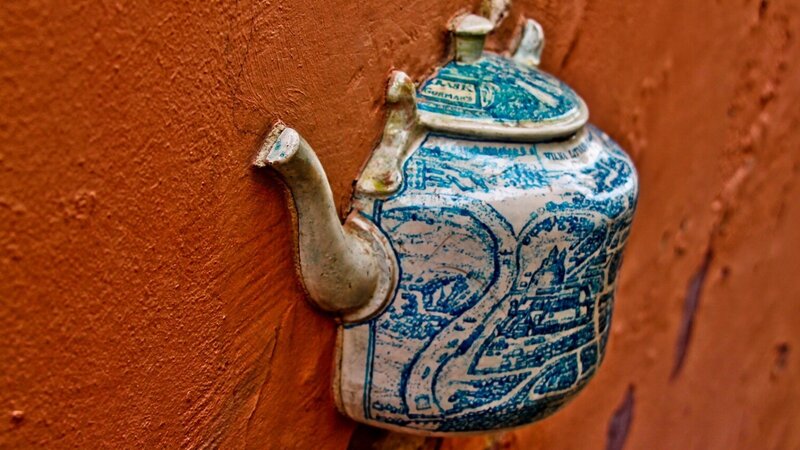 Blue and White Teapot — Orange