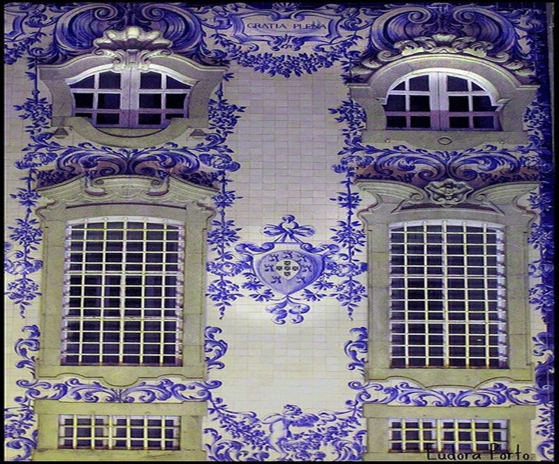 Blue and White Tiled Facade